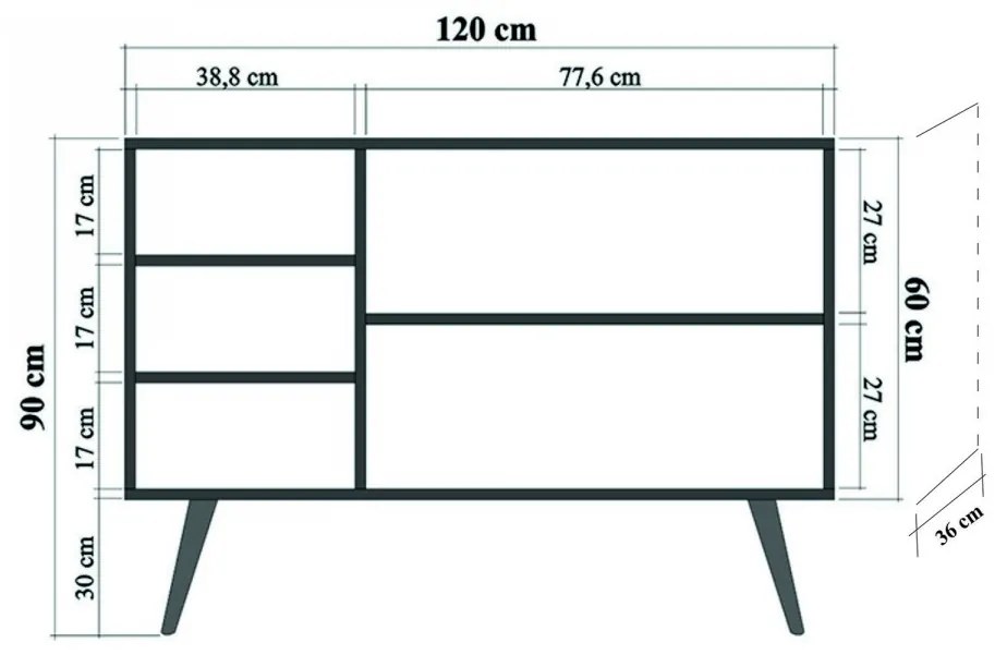 Komoda Kikos 120 cm dub sonoma/viacfarebná