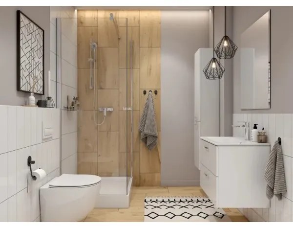 Cersanit S801-538 - Závesná kúpeľňová skrinka s umývadlom NIKO 80x45 cm biela