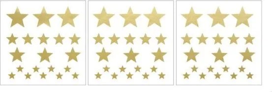 Samolepka do detskej izby sada hviezdy zlatá 3-8cm