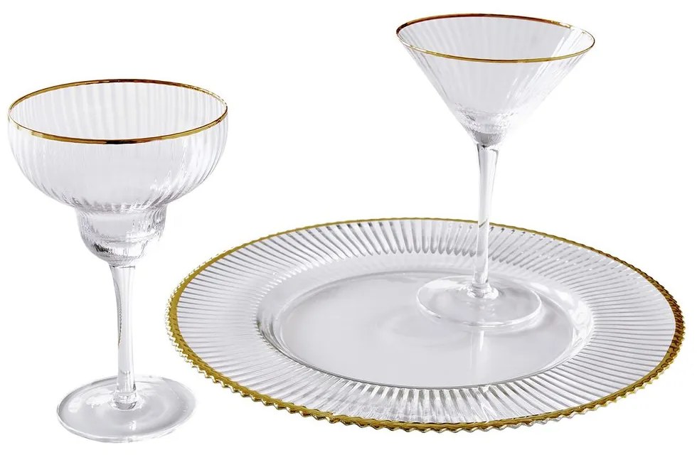 GOLDEN TWENTIES Pohár na martini so zlatým okrajom 300 ml