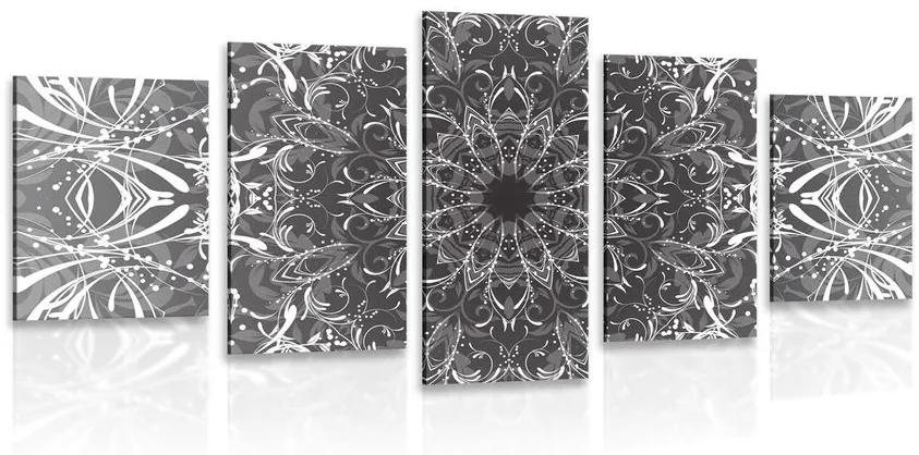 5-dielny obraz čiernobiela rozeta Varianta: 100x50