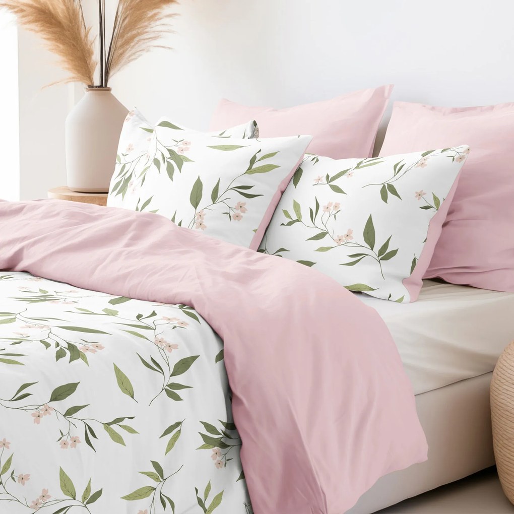 Goldea bavlnené posteľné obliečky duo - vôňa jazmínu s púdrovo ružovou 140 x 200 a 70 x 90 cm