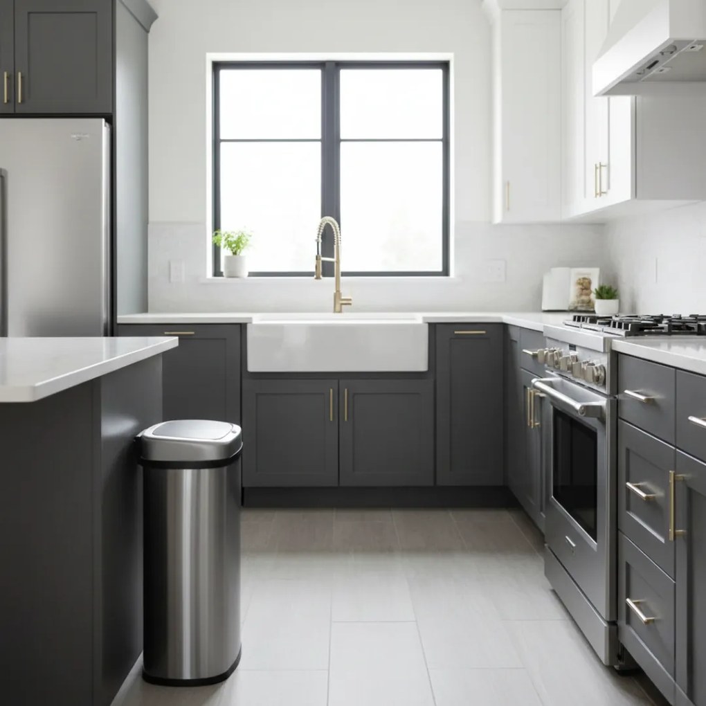 Senzorový odpadkový kôš DEUS, 58 litrov, strieborná Jurhan