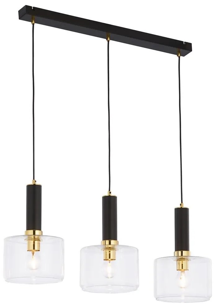 Jupiter 1848 - VA3 - Luster na lanku VANES 3xE27/60W/230V mosadz/čierna