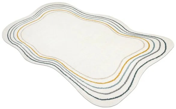 Koberec FUSION Shape 5707 biely / tmavozelený