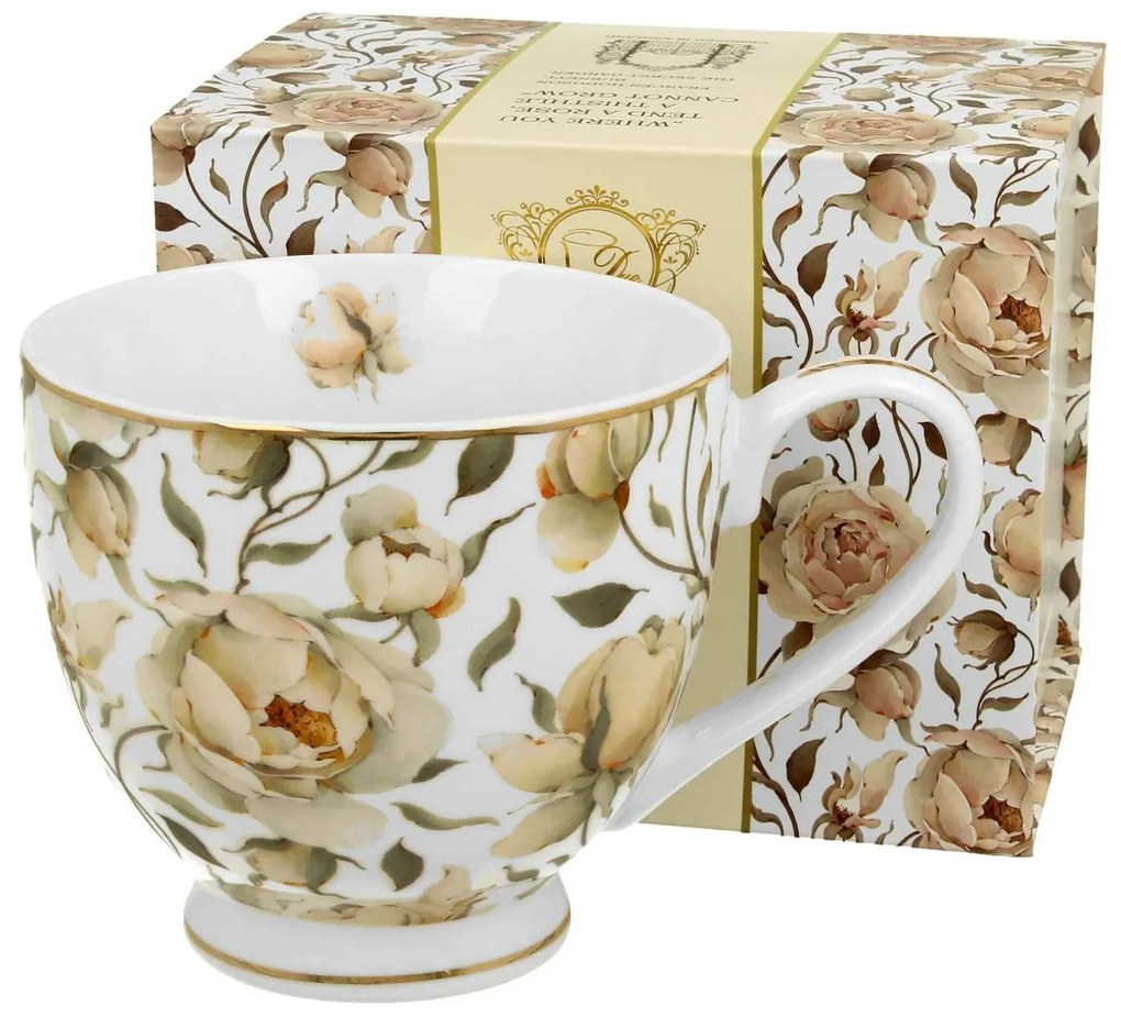 Porcelánový hrnček na nohe English Roses White 530 ml