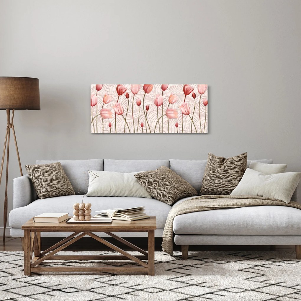 Obraz - Ružové tulipány (120x50 cm)