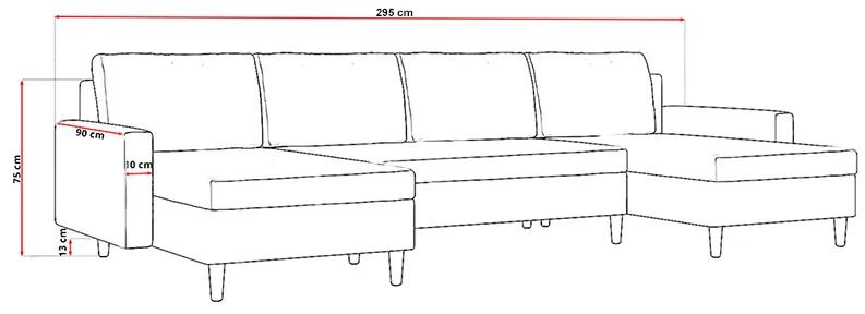 Rohová sedačka tvare U Evander III (čierna) . Vlastná spoľahlivá doprava až k Vám domov. 1066659