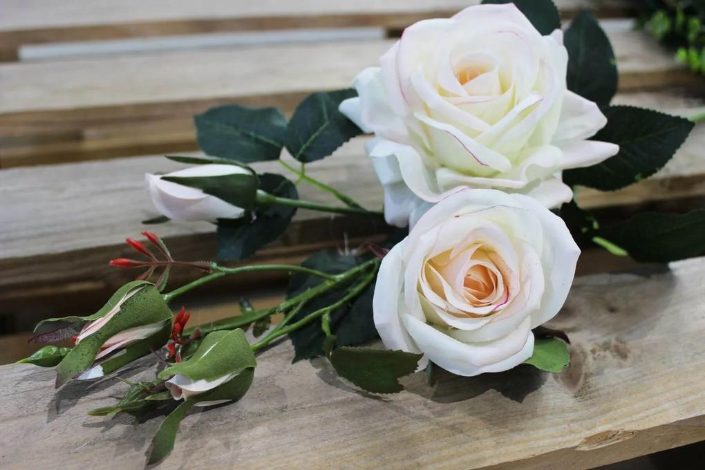 Bledokrémová umelá ruža trsová 85cm