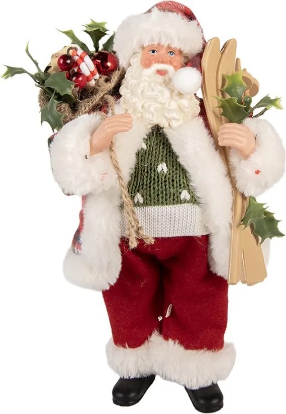 Vianočné dekorácie Santa vo svetri s lyžami - 16*13*27 cm