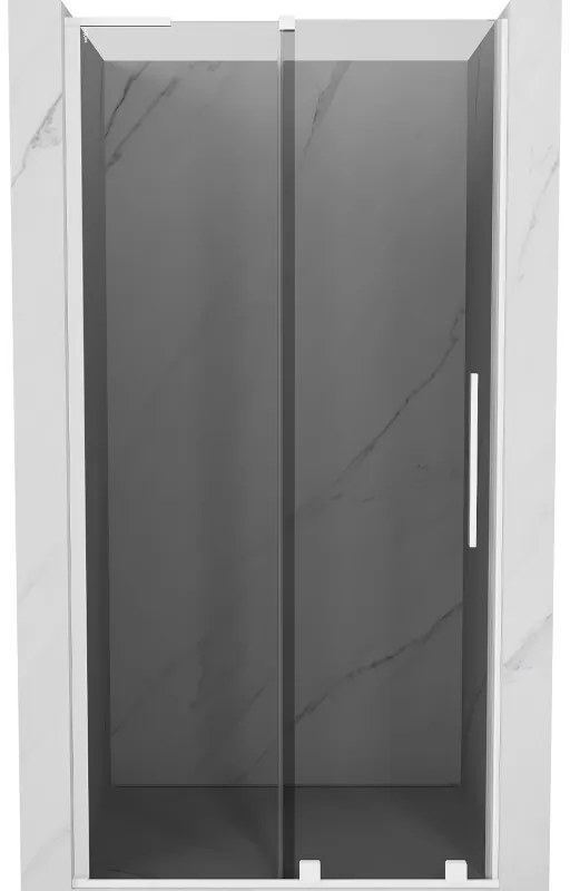 Mexen Velar L, posuvné sprchové dvere do otvoru 90 cm, 8mm šedé sklo, biela matná, 871-090-003-41-20