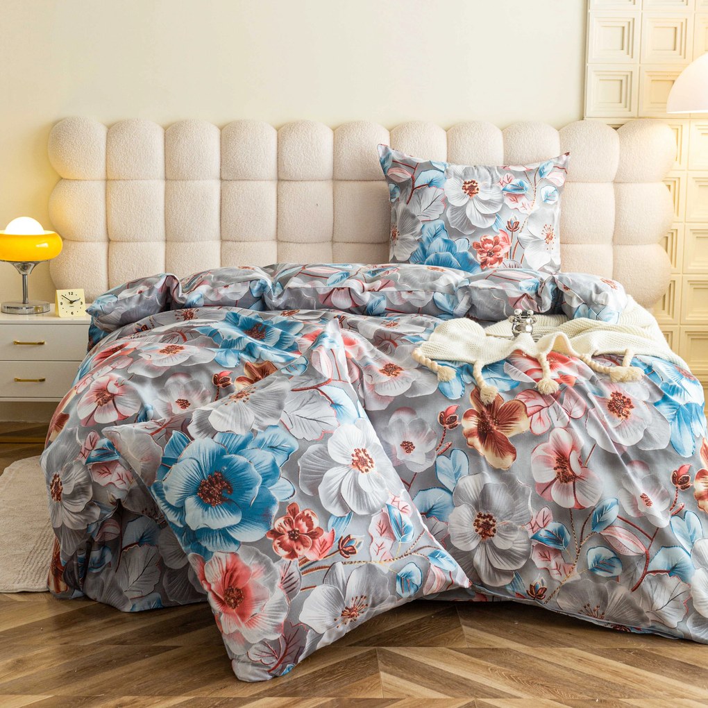 Obliečky z mikrovlákna BLOSSIVA sivá Rozmer obliečky: 2 ks 70 x 90 cm | 200 x 220 cm