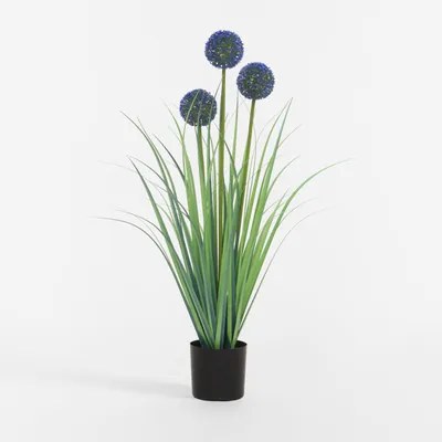Umelá tráva v kvetináči v zelenej a modrej farbe 80 cm
