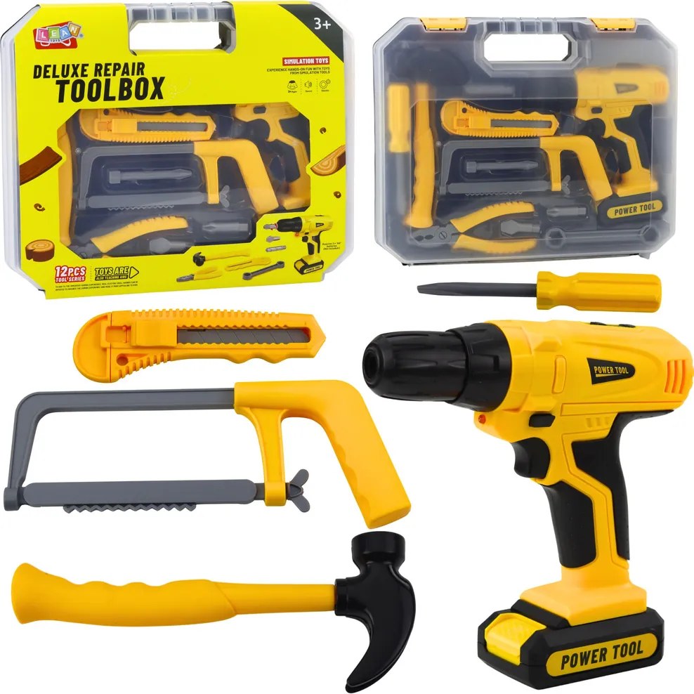 LEAN Toys DIY vŕtačky Drivers Drivers Drivers Nástroje Svetlá Zvuky Zvuky Kufrík
