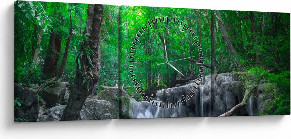 Obraz - Vodopád Erawan, Kanchanaburi, Thajsko (s hodinami) (90x30 cm)
