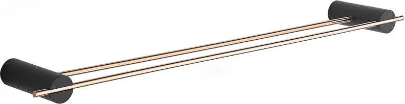 Mexen Aron dvojitý vešiak na uteráky, čierna/zlatoružová - 7088125-67