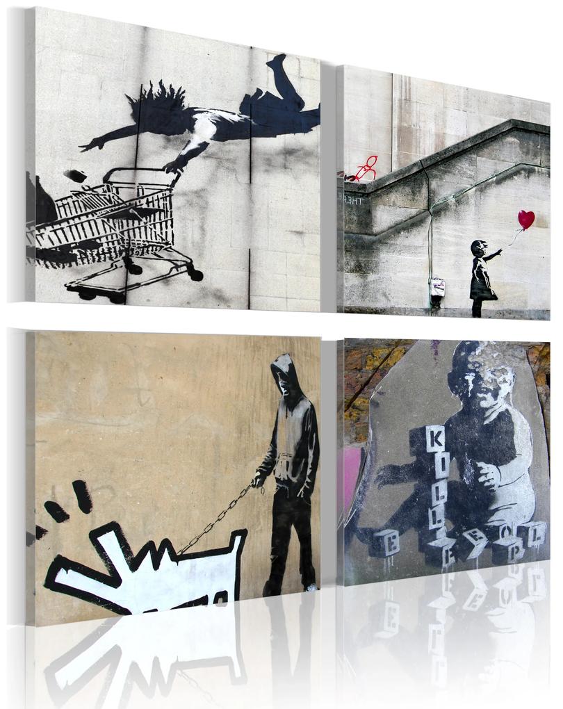 Artgeist Obraz - Banksy - four orginal ideas Veľkosť: 40x40, Verzia: Premium Print