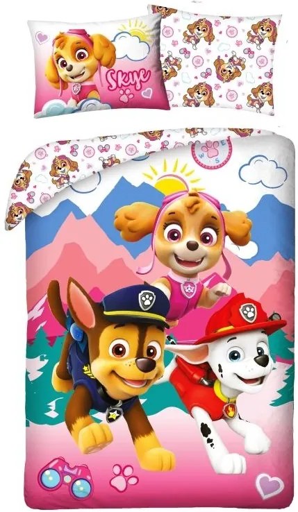 Obliečky Paw Patrol pink, 140x200/70x90 cm