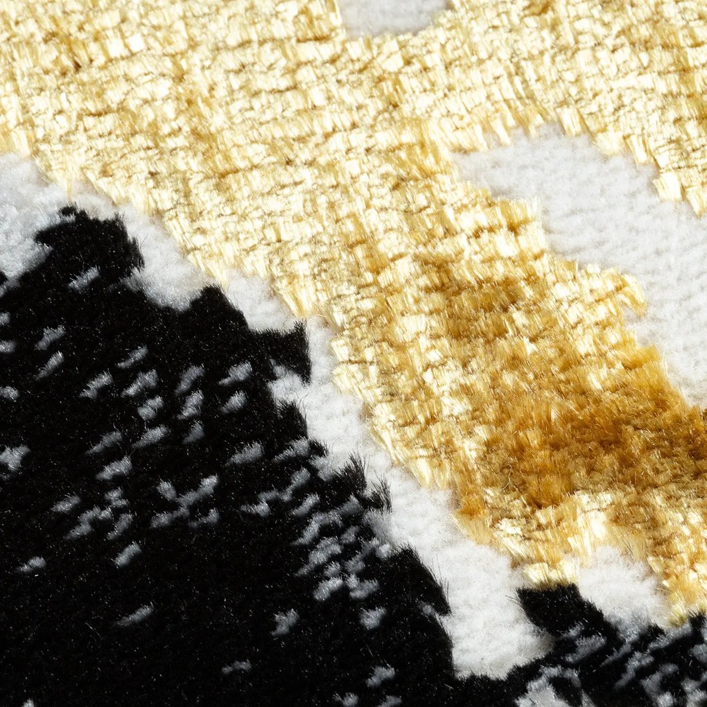 Dywany Łuszczów, Kusový koberec Allure 1963 black/gold kruh, 200x200 (priemer) kruh, čierna, kancelária