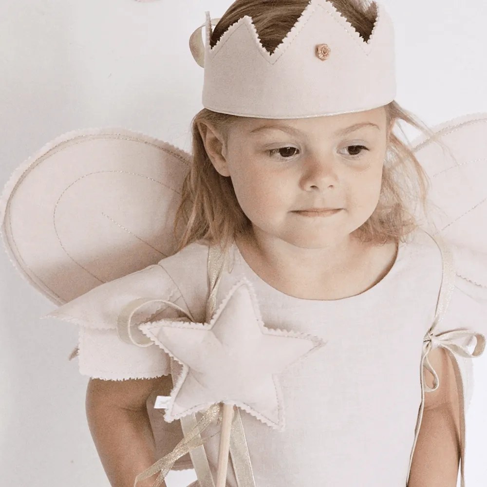 Ľanový kúzelný prútik púdrovo ružový so zlatom