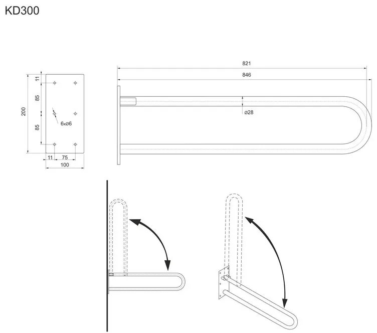 Mereo Mereo, Madlo sklopné, biele, 83 cm, MER-KD300