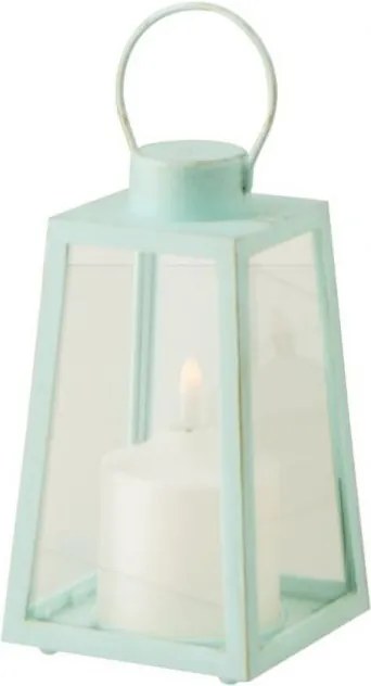 Malá LED lampáš so sviečkou Latern Turquose S – 10*10*17,5 cm / 3xAA