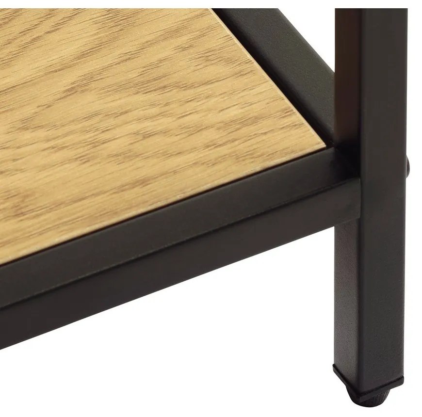 Čierna/v prírodnej farbe knižnica v dekore duba 80x180x35 cm Altino – Unique Furniture