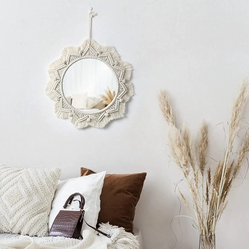 Dekorstudio Nástenné pletené zrkadlo BOHO 50cm