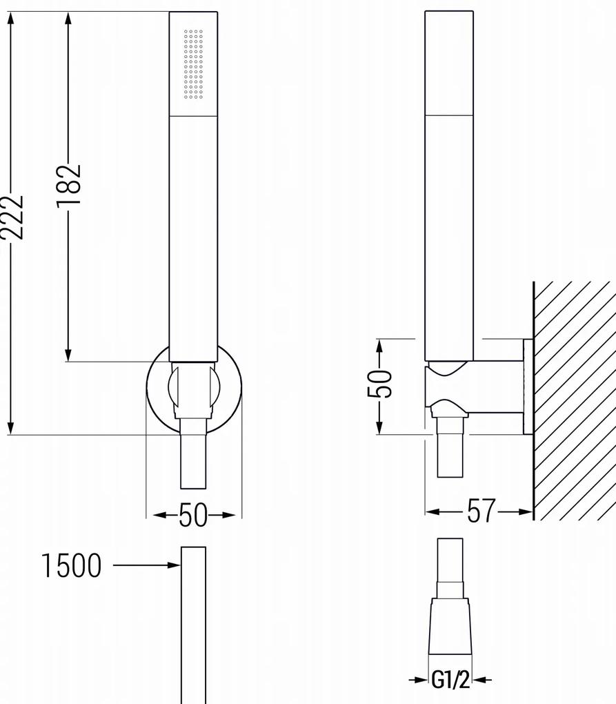 Mexen príslušenstvo - podomietkový 1-bodový ručný sprchový set R-70, grafit, 785705051-66