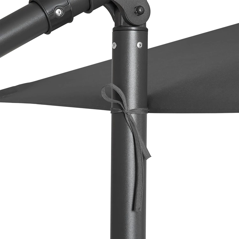 Konzolový záhradný slnečník so solárnymi LED svetlami, s ochranou UPF 50+, sivá farba