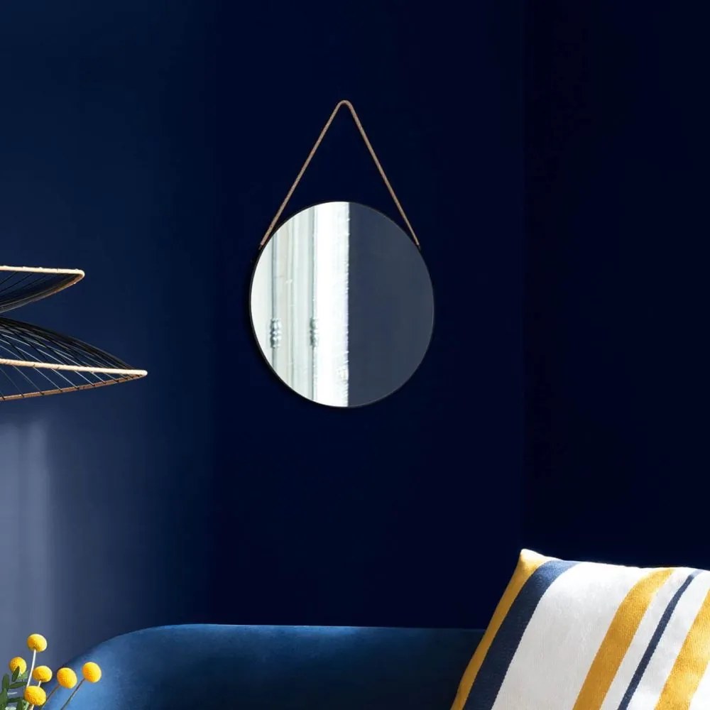 Závesné zrkadlo Round2, čierne