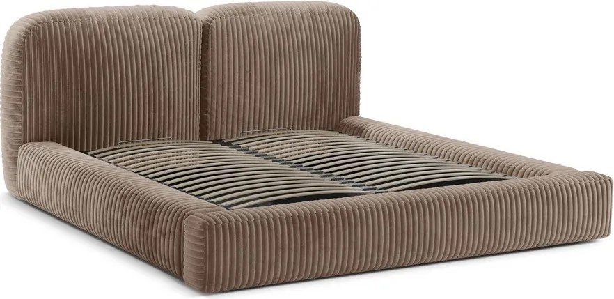 Hnedá čalúnená dvojlôžková posteľ s úložným priestorom s roštom 200x200 cm Martina – Micadoni