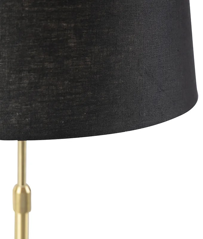 Stolná lampa zlatá/mosadzná s čiernym ľanovým tienidlom 35 cm - Parte