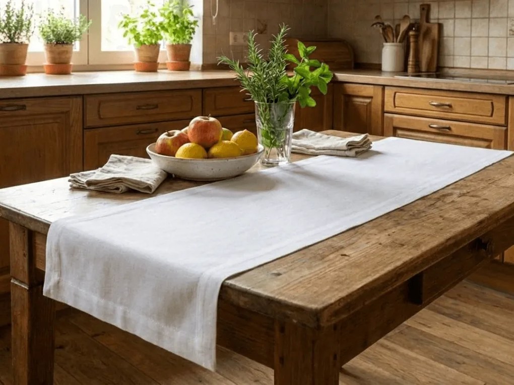 Behúň WHITANO, biely Rozmer: 20 x 170 cm