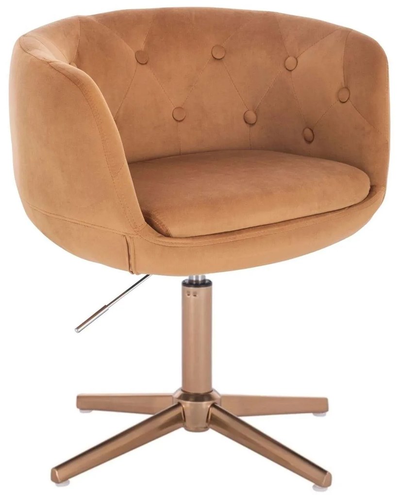 LuxuryForm DESIGN Kreslo MONTANA VELUR na zlatom kríži - hnedé