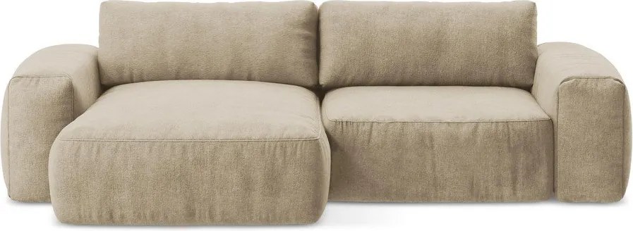 Svetlohnedá ženilková rozkladacia rohová pohovka (ľavý roh/s leňoškou) Kuki – Makamii