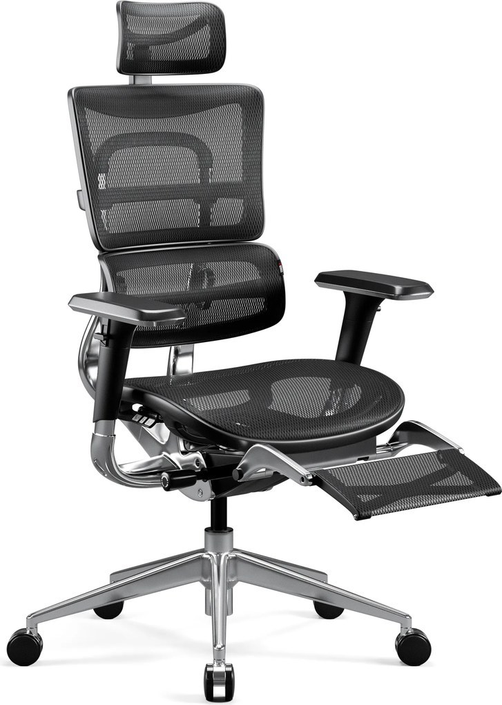 Ergonomická kancelárska stolička s podnožkou Normal Size, čierna: Diablo V-Master