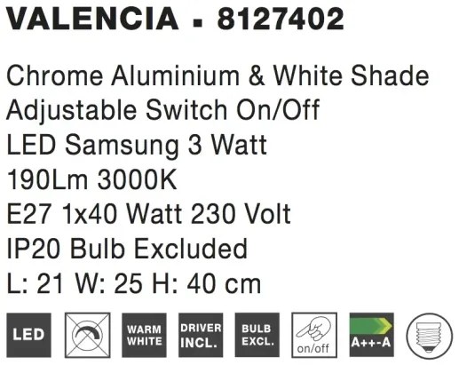 Moderné nástenné svietidlo Valencia B 21 biele