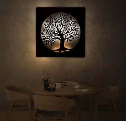 Svietiaci obraz na stenu Strom v kruhu na batériu