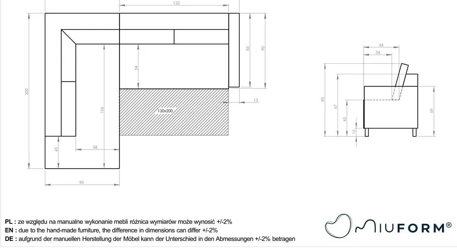 Svetlomodrá rozkladacia rohová pohovka Miuform Charming Charlie L, ľavý roh