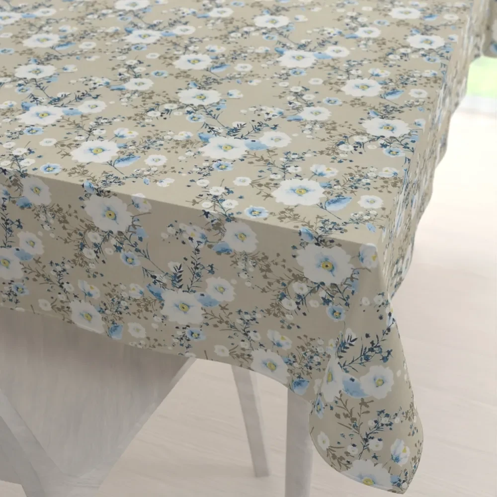 Biante Bavlnený obdĺžnikový obrus Sandra SA-552 Modré popínavé kvety na béžovom 60x100 cm