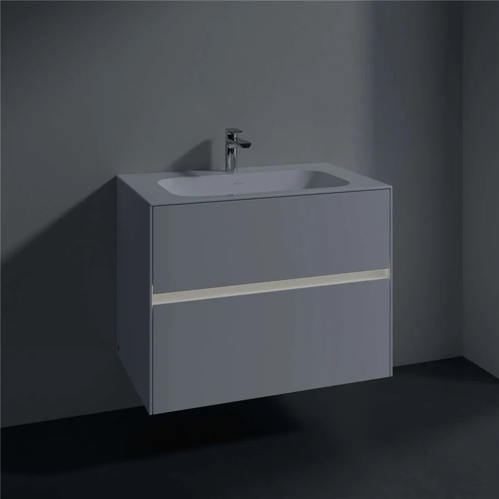 VILLEROY &amp; BOCH Collaro závesná skrinka pod umývadlo, 2 zásuvky, s LED osvetlením, 796 x 498 x 603 mm, Glossy White, C138B0DH