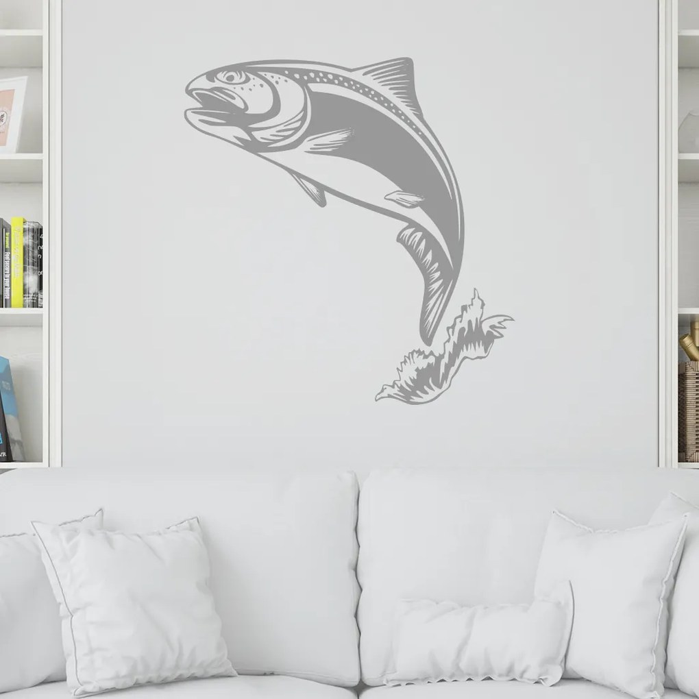 Veselá Stena Samolepka na stenu na stenu Pstruh Farba: černá