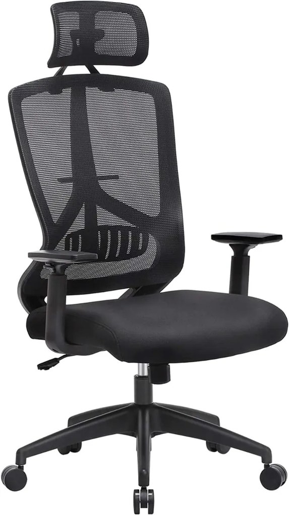 Kancelárska stolička, ergonomická, 120-133x70cm, čierna