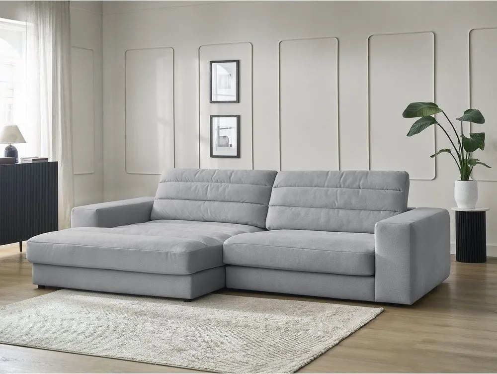 Svetlosivá zamatová rohová pohovka (ľavý roh/s leňoškou) Sierra – Bobochic Paris