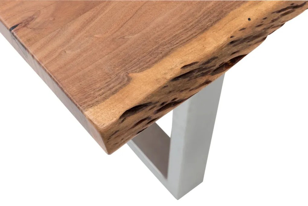 furniture-nabytek.cz - Masivní jídelní sestava Bullwer s 4 židlemi Reefton, akácie a látka, lakovaná, hnědá