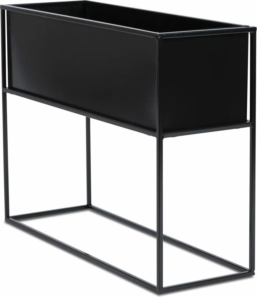 KOVOVÝ KVETINÁČ SO STOJANOM RECT 50X24X64 CM ČIERNA