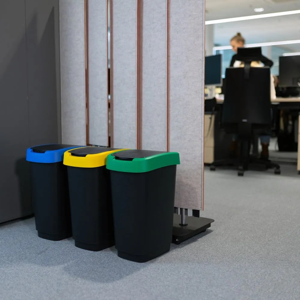 Čierne odpadkové koše v súprave 3 ks na triedený odpad z recyklovaného plastu 25 l Twist – Rotho