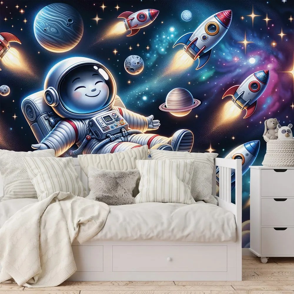 Fototapeta veselý astronaut medzi raketami