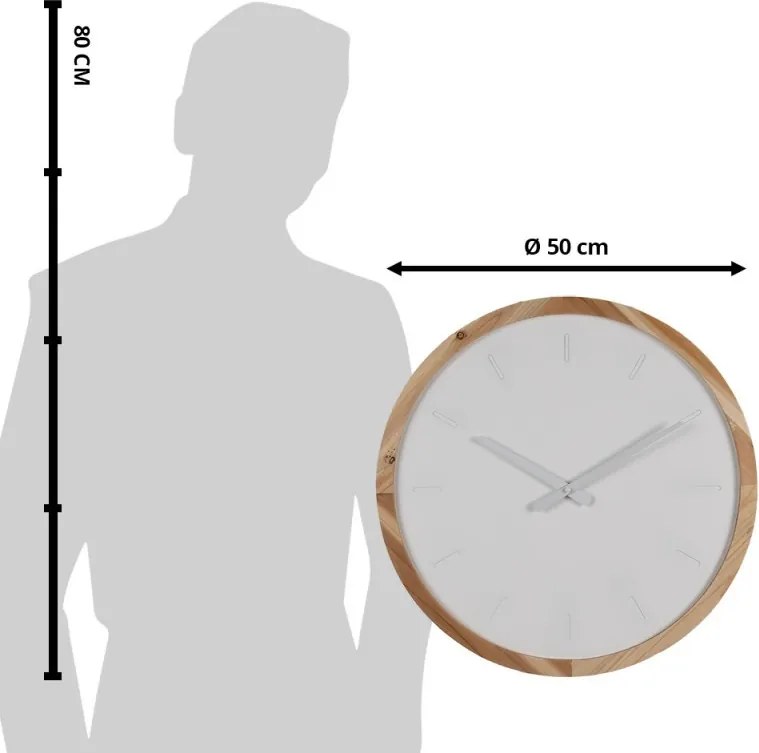 Bielo-hnedé minimalistické nástenné hodiny - Ø 50*4 cm / 1*AA
